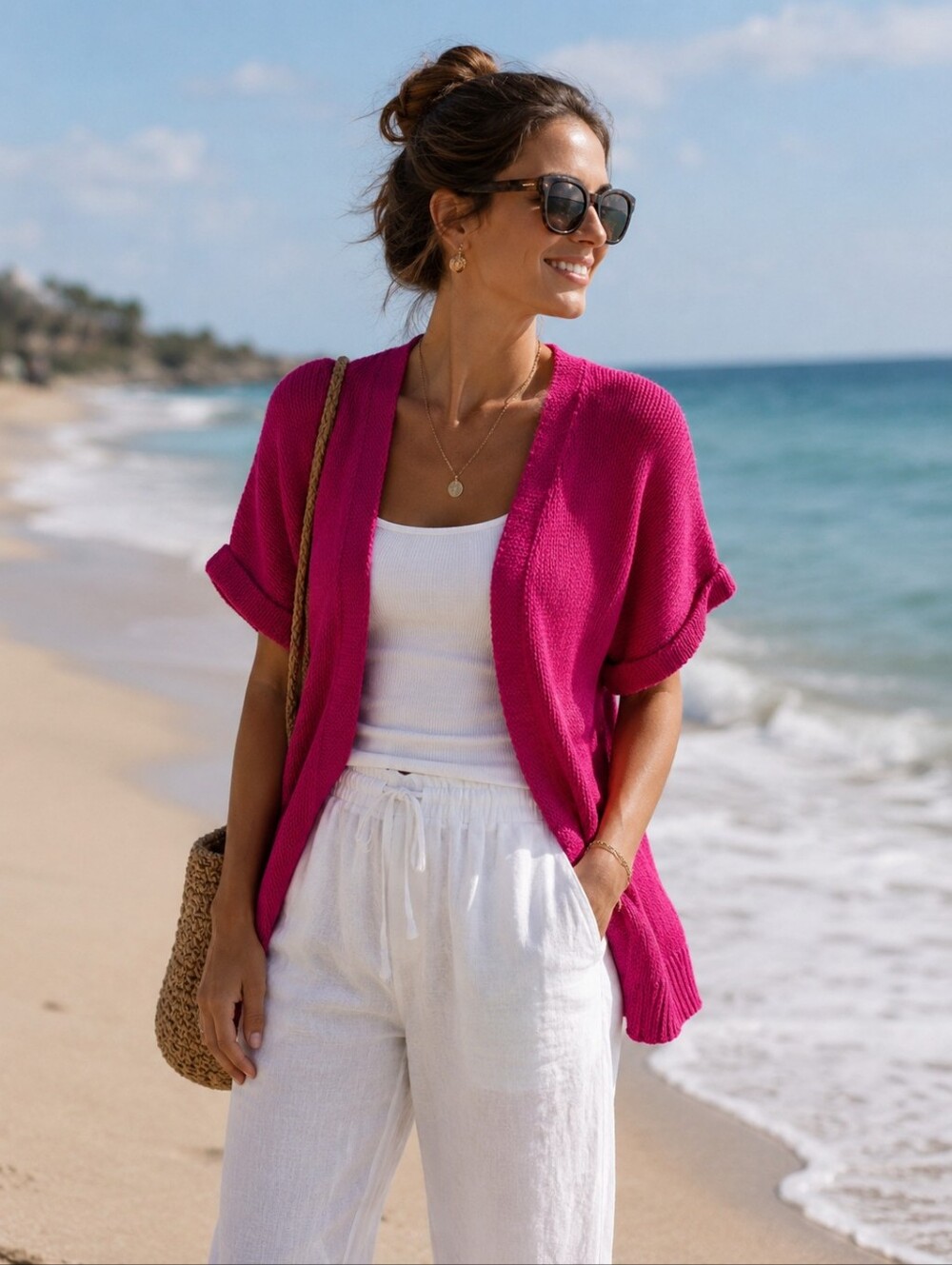 Lily Pulitzer Pink Knit Open Cardigan Sweater
